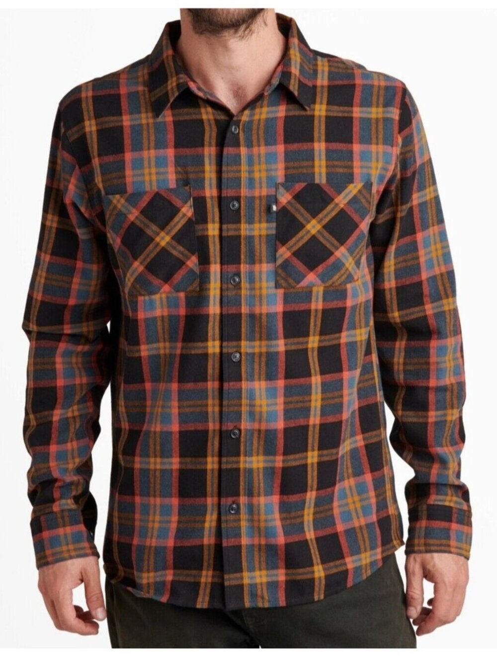 Junk Food Men's Camey Long-Sleeve Casual Button-Down Shirt, Multi Plaid, Small